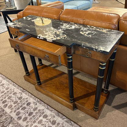 Black Stone Top 1 Drawer Console Table