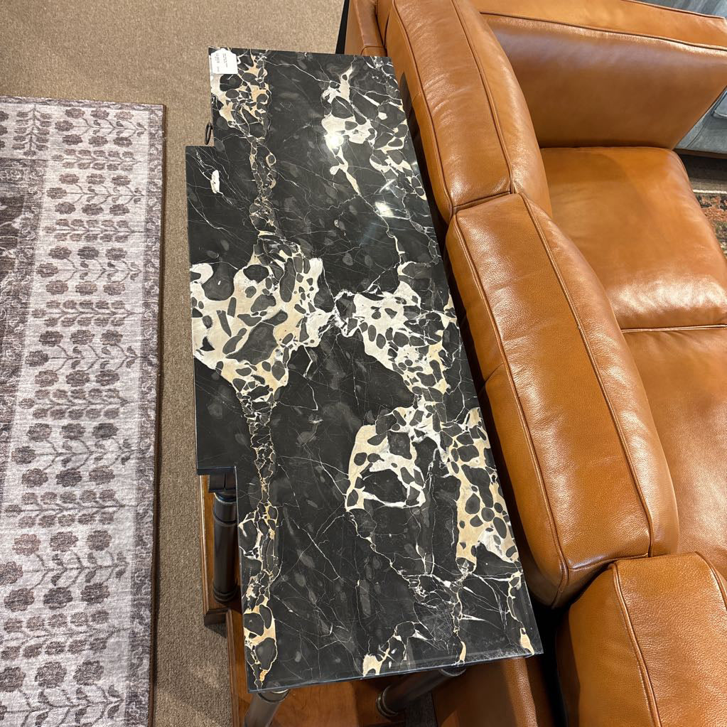 Black Stone Top 1 Drawer Console Table