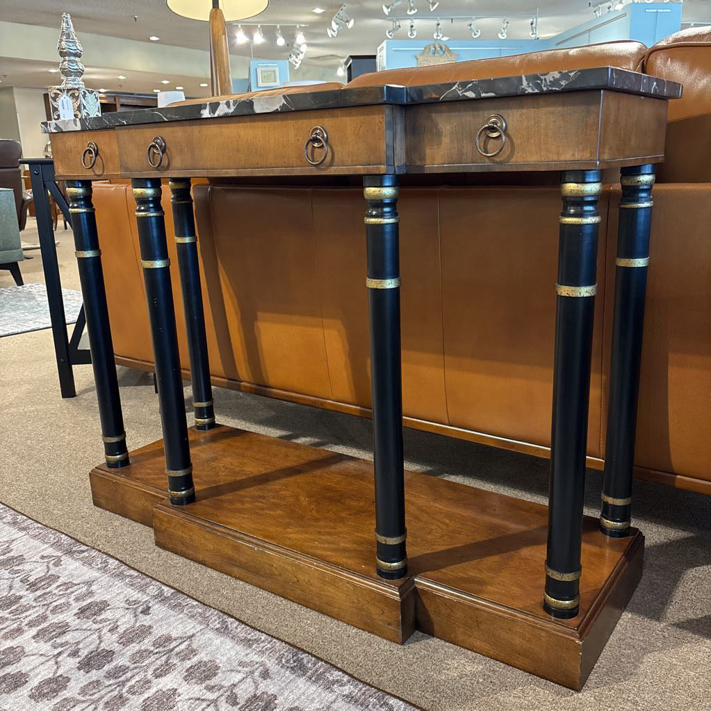 Black Stone Top 1 Drawer Console Table
