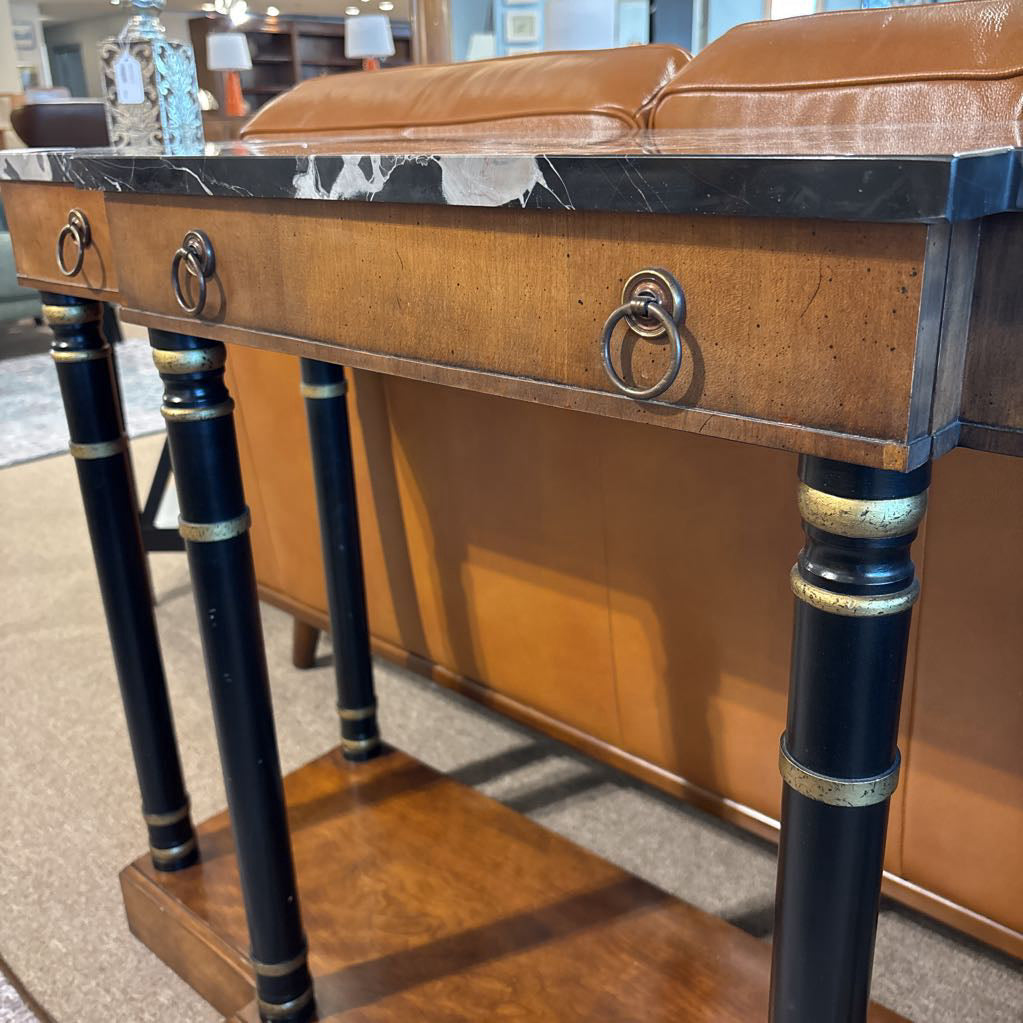 Black Stone Top 1 Drawer Console Table