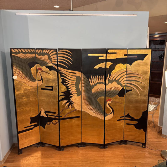 Gilded Crane 6 Panel Folding Screen C SCREENS
