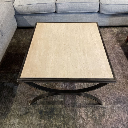 Jensen Design Travertine & Steel Square Coffee Table