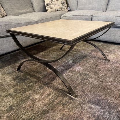 Jensen Design Travertine & Steel Square Coffee Table