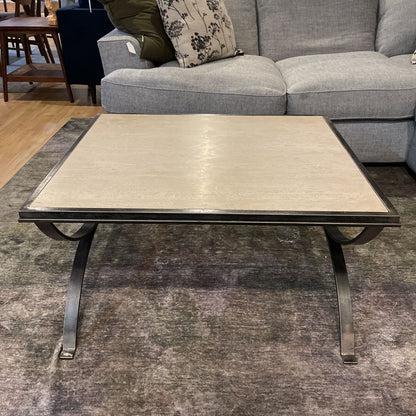Jensen Design Travertine & Steel Square Coffee Table