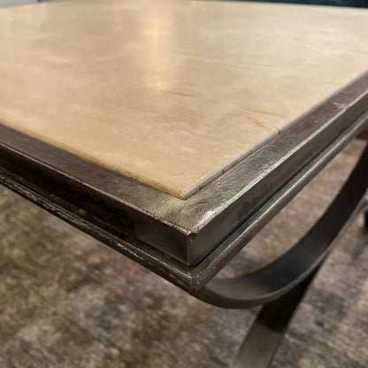 Jensen Design Travertine & Steel Square Coffee Table