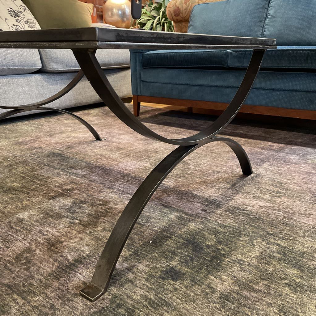 Jensen Design Travertine & Steel Square Coffee Table