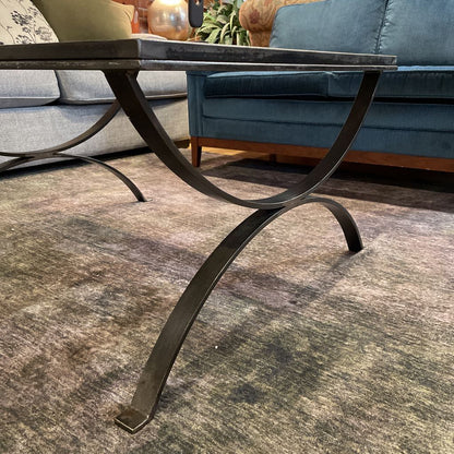 Jensen Design Travertine & Steel Square Coffee Table