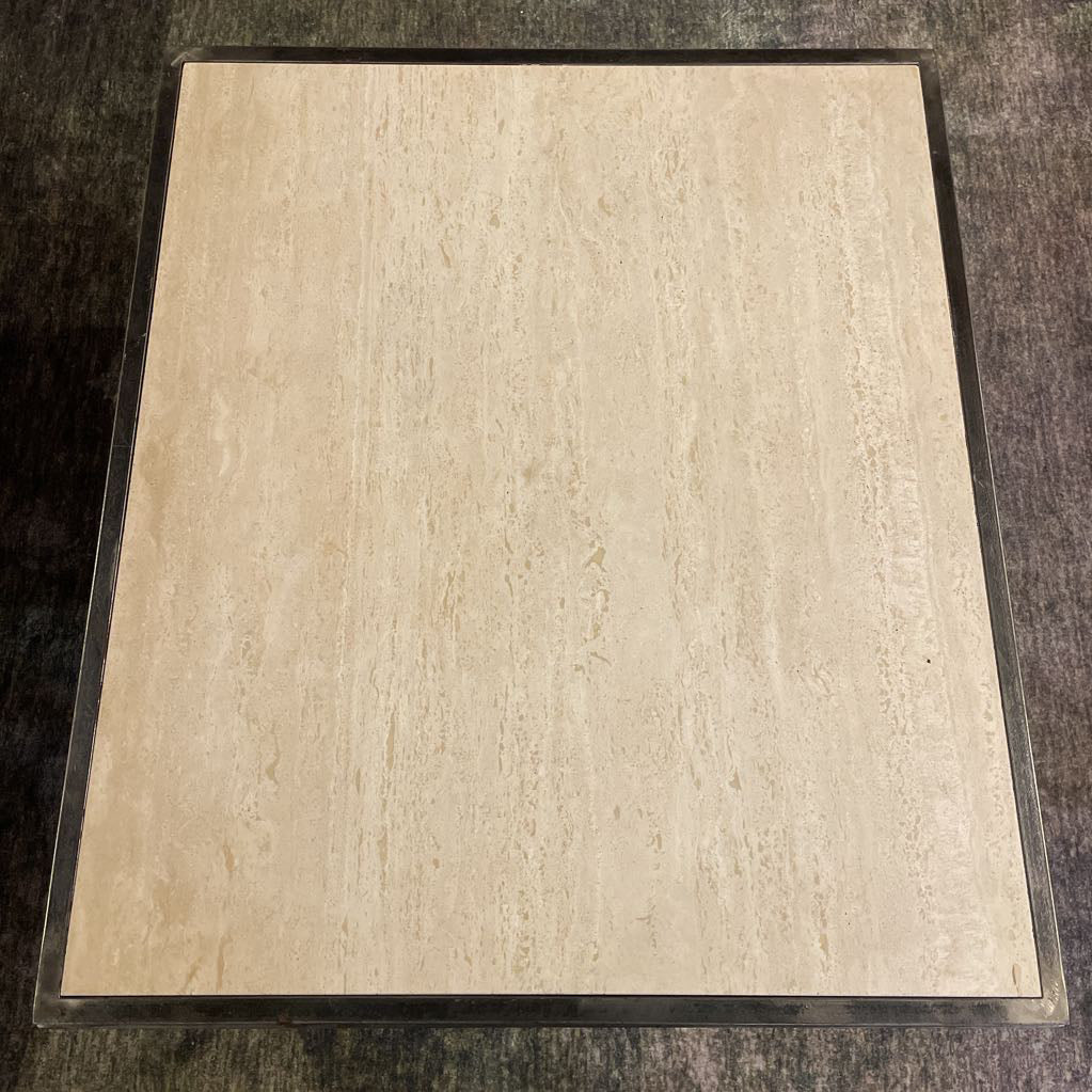 Jensen Design Travertine & Steel Square Coffee Table