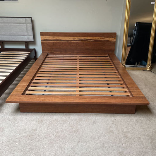 Japanese Style Bamboo Wood Queen Platform Bed
