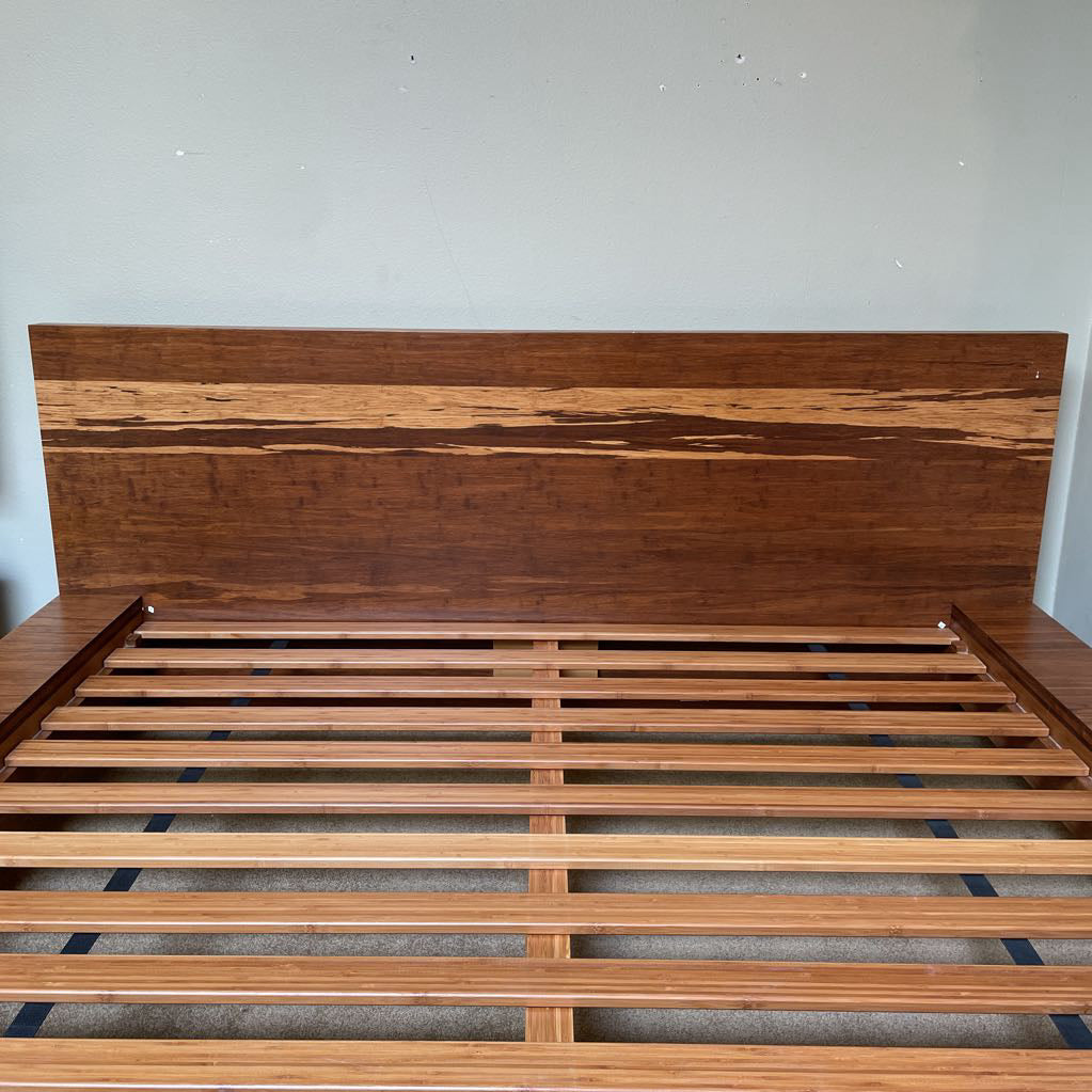 Japanese Style Bamboo Wood Queen Platform Bed