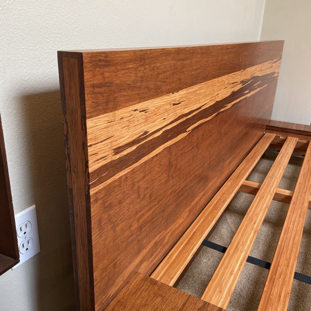 Japanese Style Bamboo Wood Queen Platform Bed