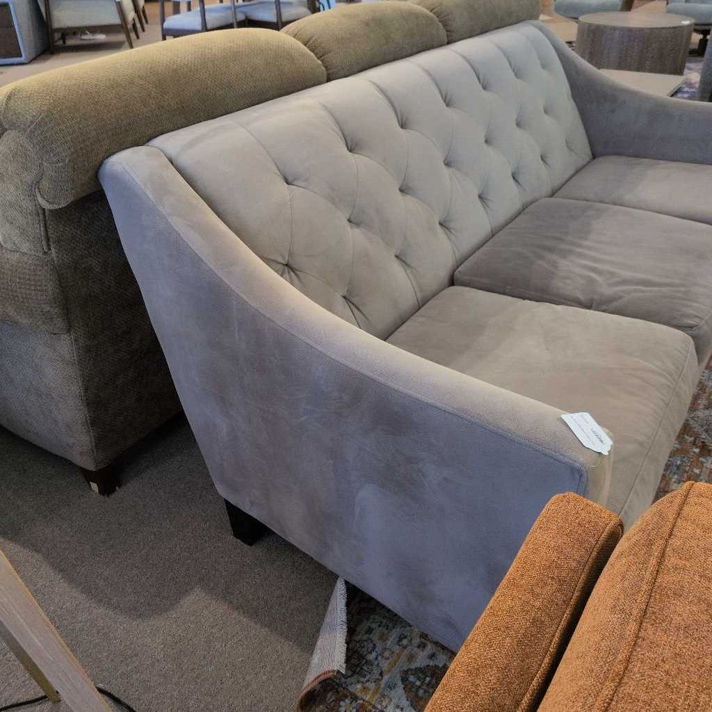 Grey 3 Seat Tufted Back Sofa