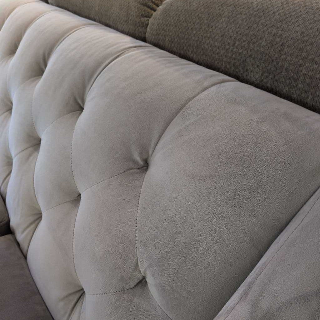 Grey 3 Seat Tufted Back Sofa
