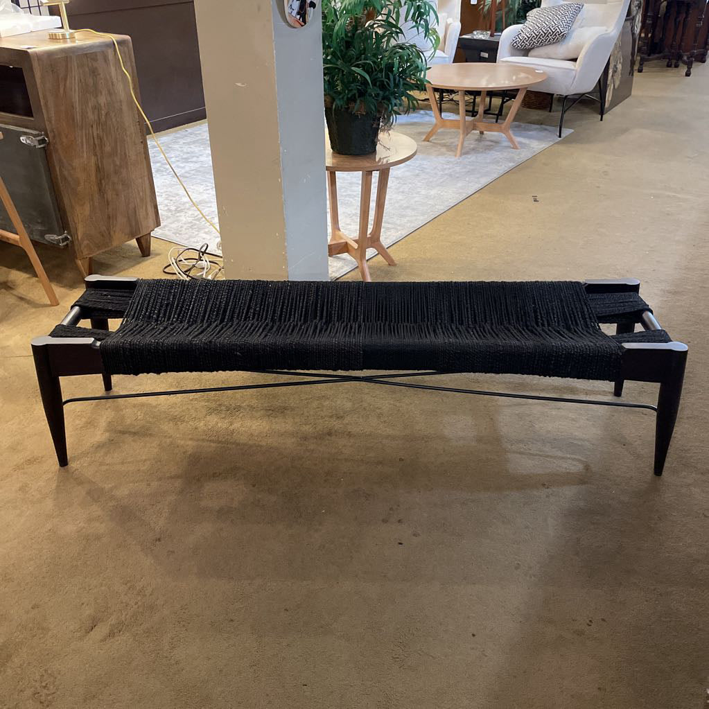 CB2 Black Woven Accent Bench