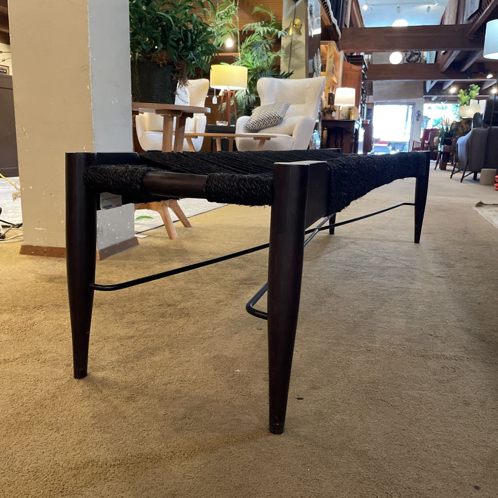 CB2 Black Woven Accent Bench