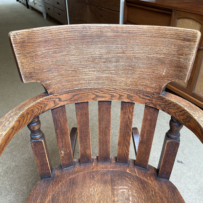 Oak Craftsman Style Rocking Chair with Turned Wood Accents