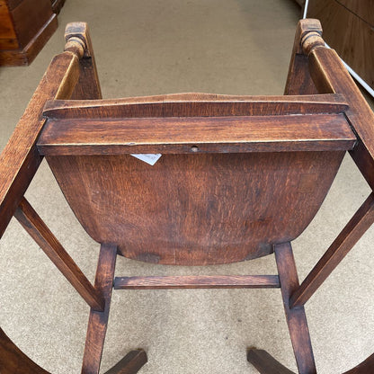 Oak Craftsman Style Rocking Chair with Turned Wood Accents