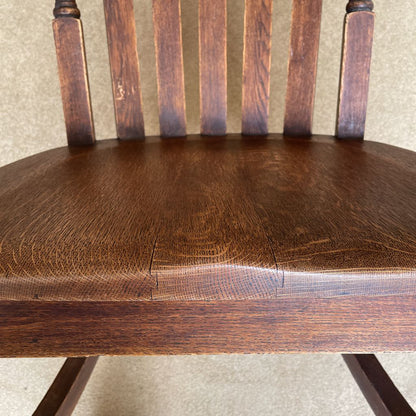 Oak Craftsman Style Rocking Chair with Turned Wood Accents