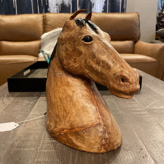 Carved Horse Head with Leather Ears UNIQUE FINDS