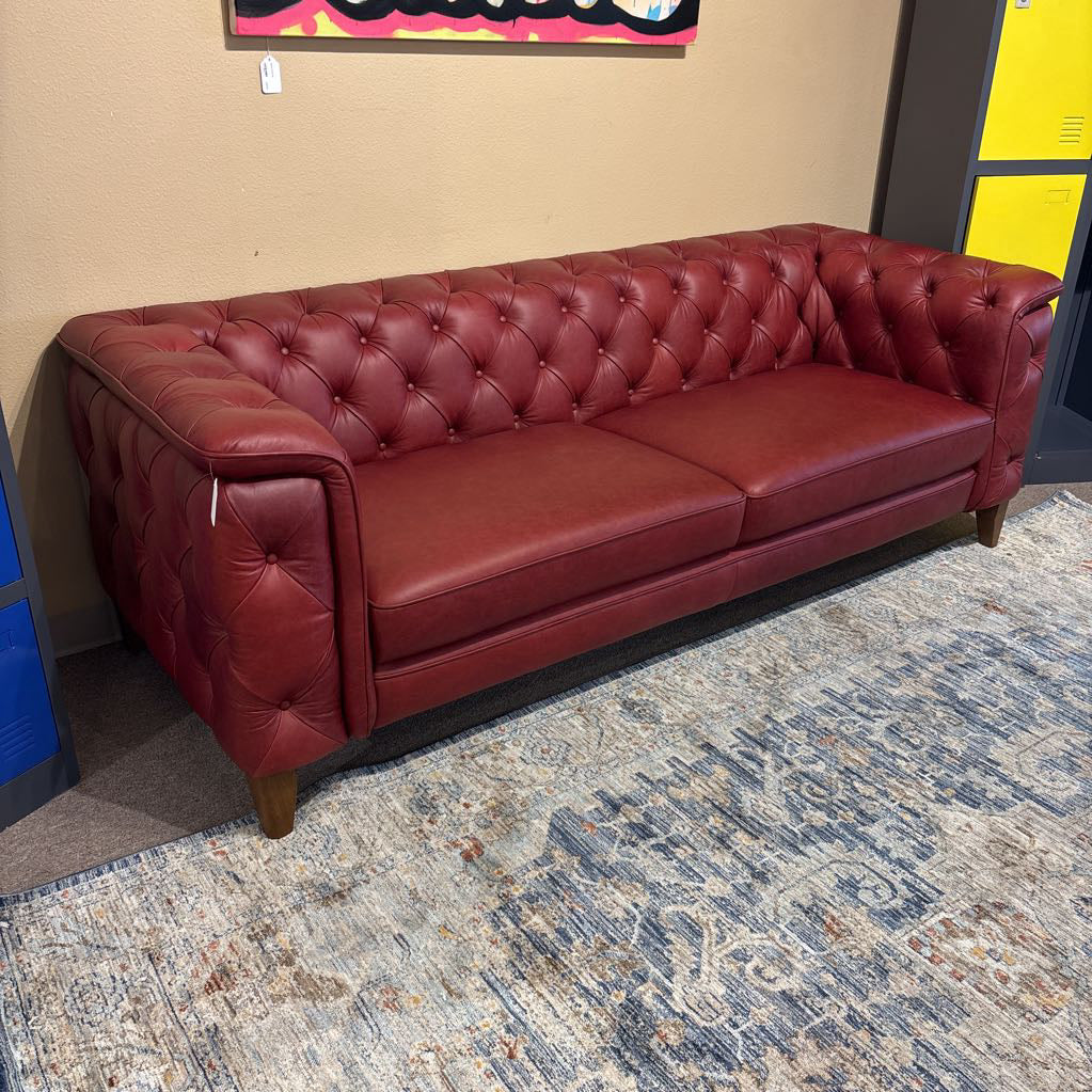 Daphne Red Leather Sofa