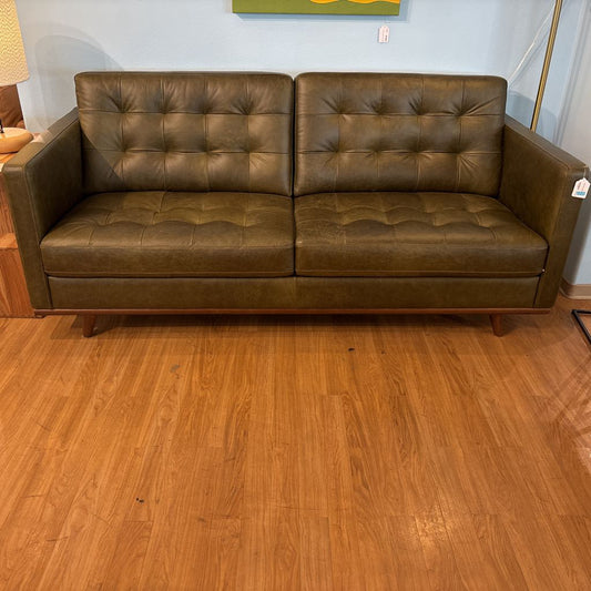 Edith Green Leather Sofa