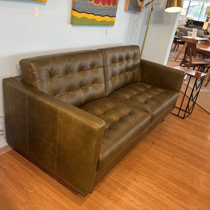 Edith Green Leather Sofa