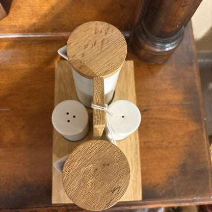 Salt & Pepper Shaker Set w/2 Sauce Holders