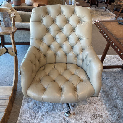 Cream Leather Tufted Upholstery Office Chair