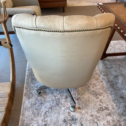 Cream Leather Tufted Upholstery Office Chair