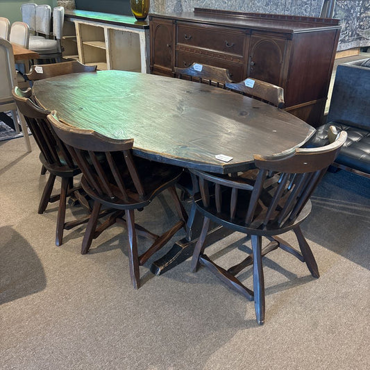 Antique Solid Wood Table & 6 Chairs C DINING CHAIRS