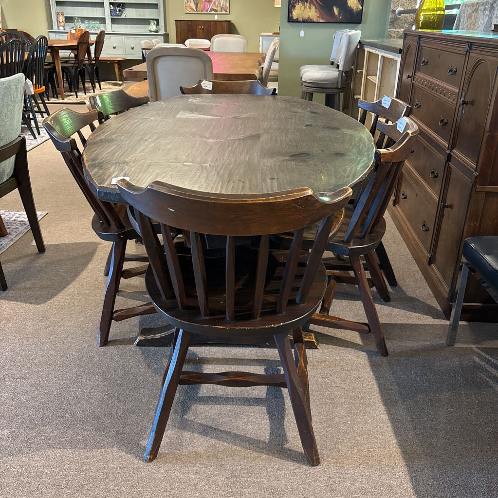 Antique Solid Wood Table & 6 Chairs