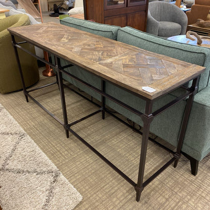 Large Industrial Iron & Wood Console Table