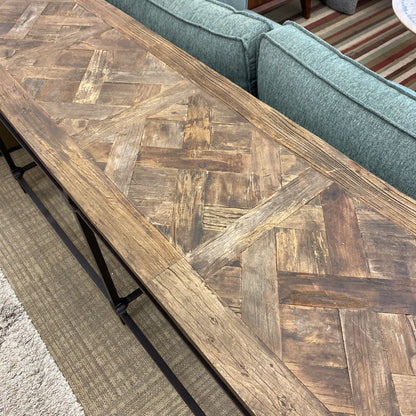 Large Industrial Iron & Wood Console Table