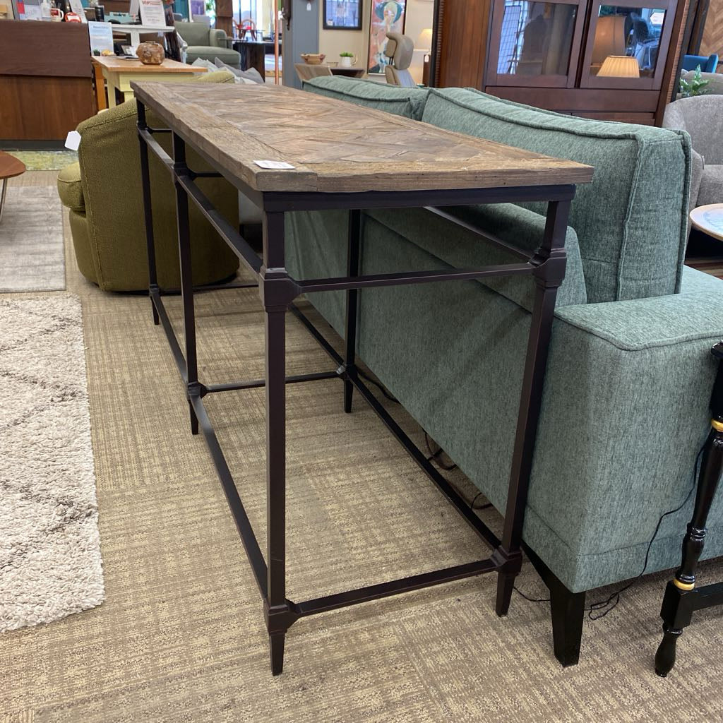 Large Industrial Iron & Wood Console Table