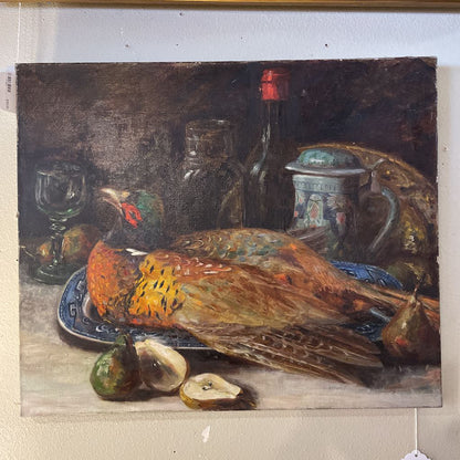 Unframed Art with Pheasant, Wine, Fruit