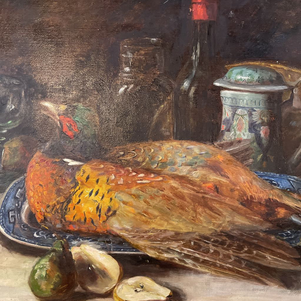Unframed Art with Pheasant, Wine, Fruit