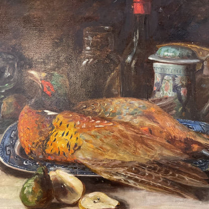 Unframed Art with Pheasant, Wine, Fruit