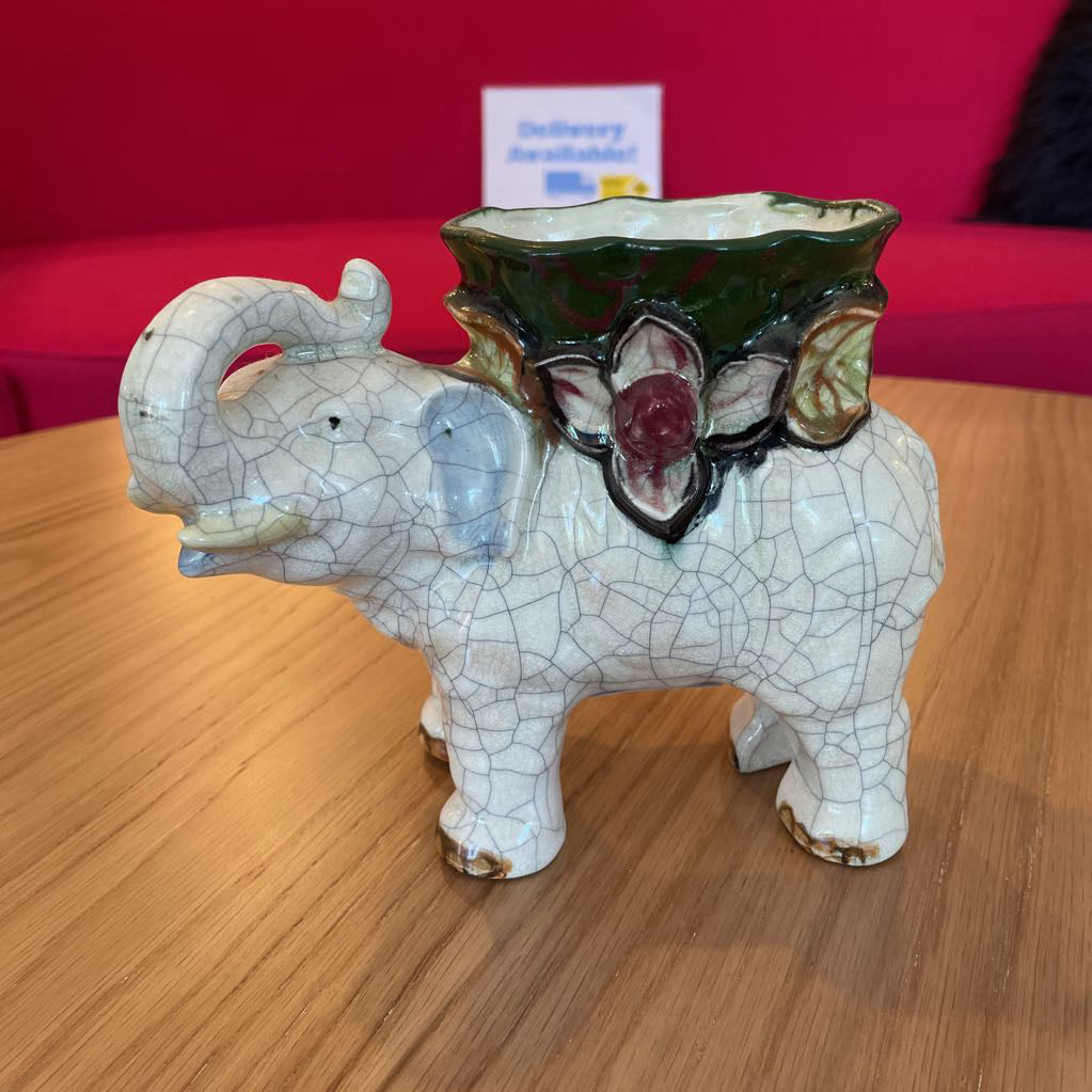 Crackle Pottery Elephant Planter