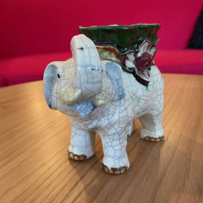 Crackle Pottery Elephant Planter