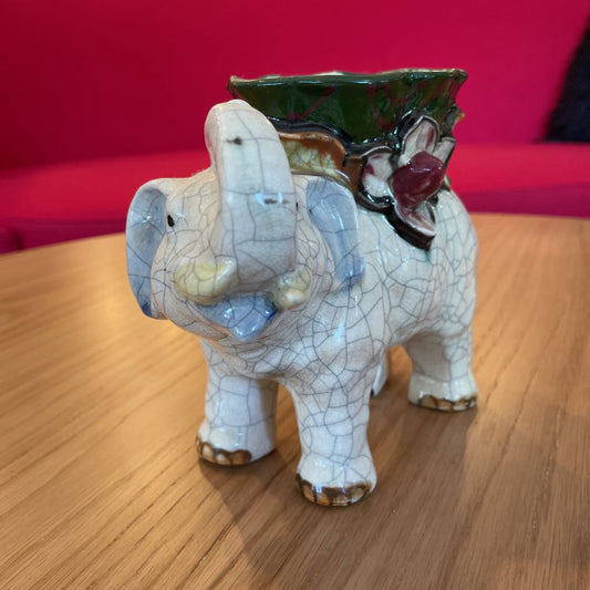 Crackle Pottery Elephant Planter SMALLS