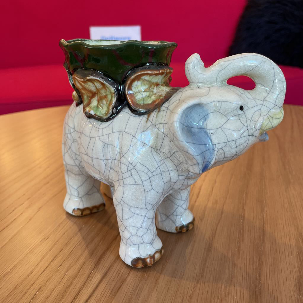 Crackle Pottery Elephant Planter