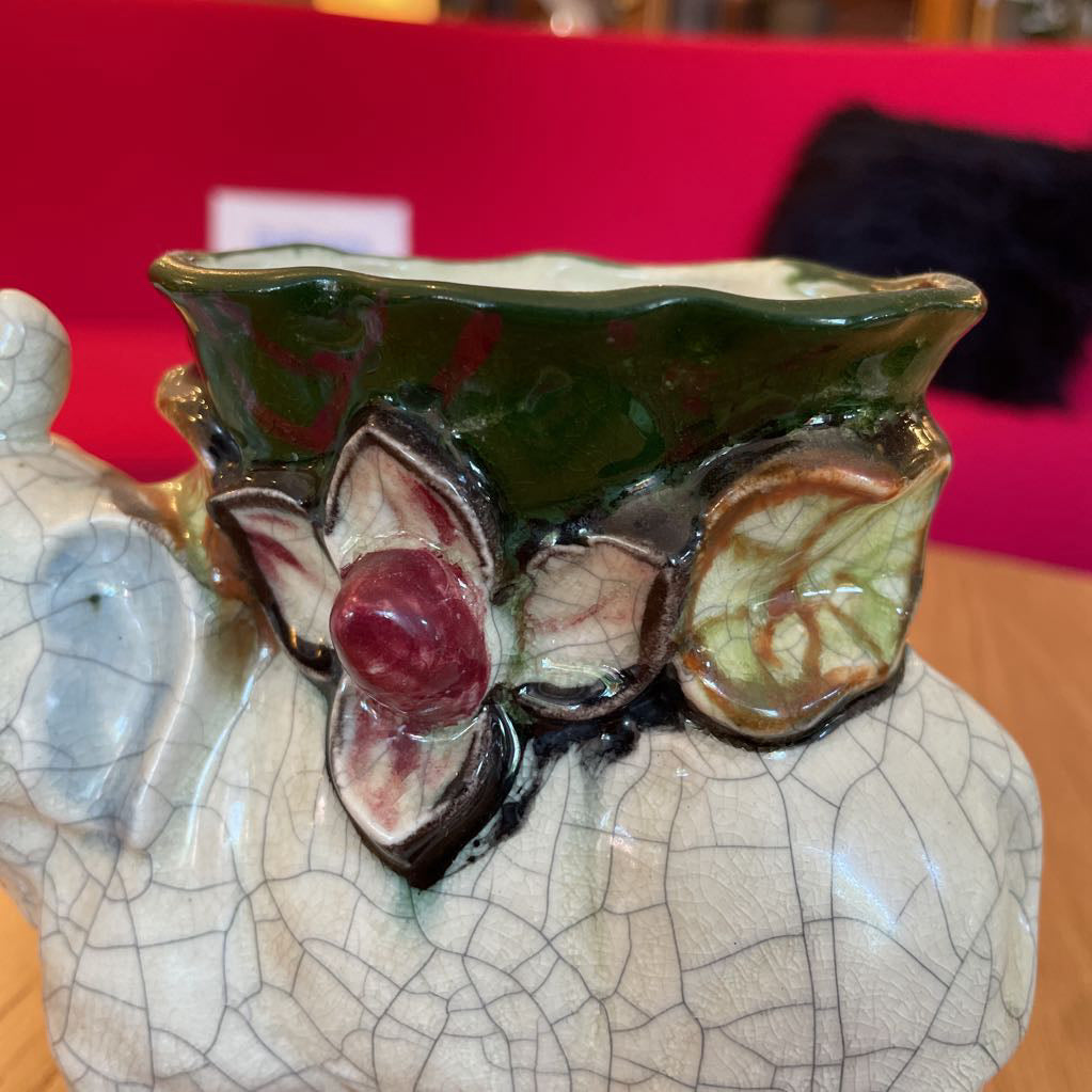 Crackle Pottery Elephant Planter