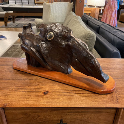 Driftwood Raven Sculpture on Stand