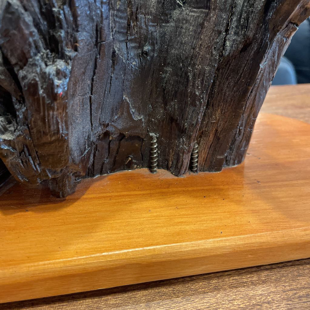 Driftwood Raven Sculpture on Stand