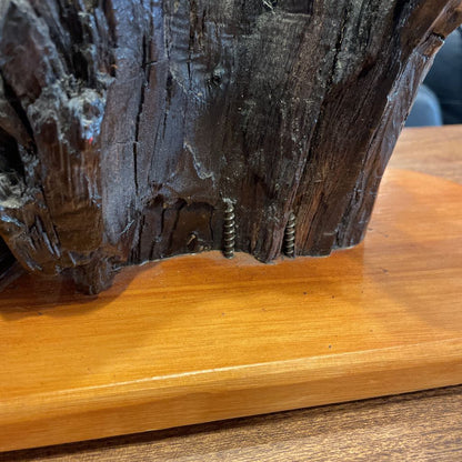 Driftwood Raven Sculpture on Stand