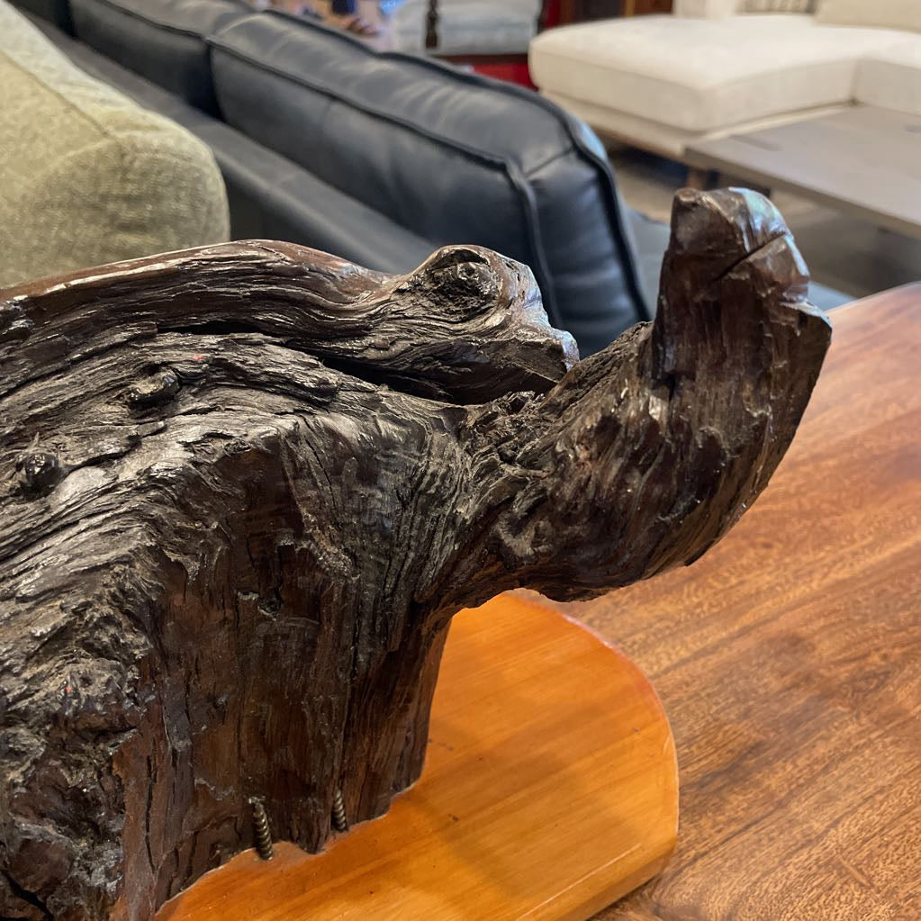 Driftwood Raven Sculpture on Stand