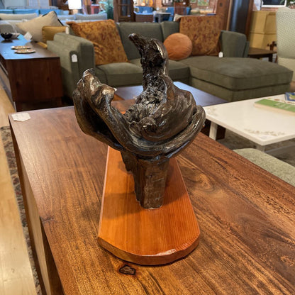 Driftwood Raven Sculpture on Stand