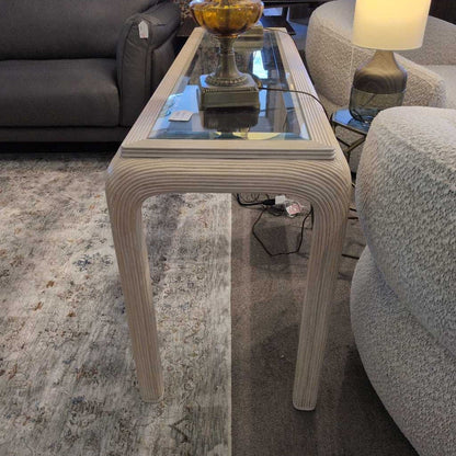 Coastal Curved Legs Glass Top Console Table