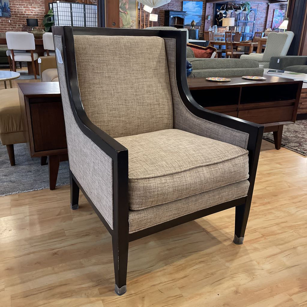Bernhardt Blackwood Sloped Arm Woven Beige Upholstery Accent Chair