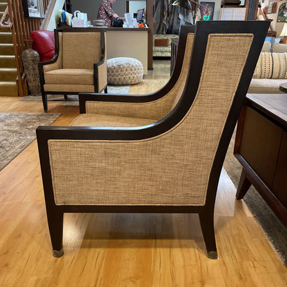 Bernhardt Blackwood Sloped Arm Woven Beige Upholstery Accent Chair